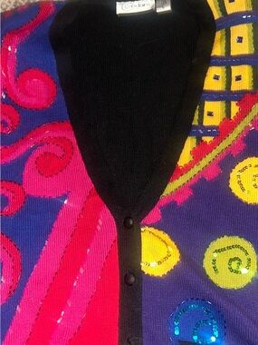 Vintage Colorful Sequin Embellished Cardigan jacket worn once sz medium M